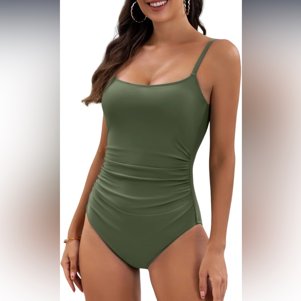 Eomenie Women's One Piece Swimsuits Tummy Control Ruched Bathing Suit swimwear